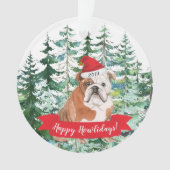 Prettig Howlidays Engelse Bulldog Hond Kerstmis Ornament (voorkant)