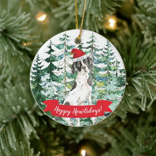 Prettig Howlidays Engelse Pointer Kerst Ornament (Boom)