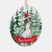 Prettig Howlidays Engelse Pointer Kerst Ornament (Rechts)
