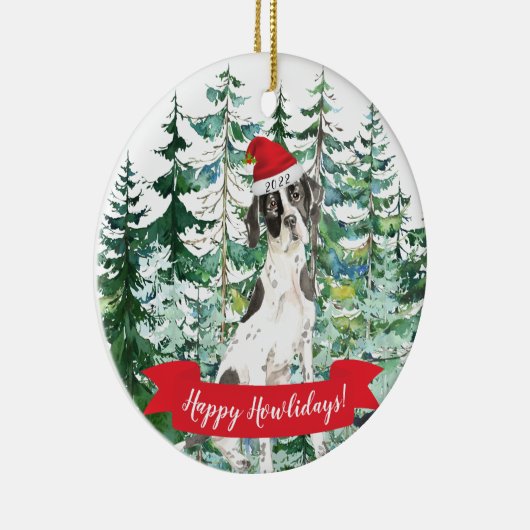 Prettig Howlidays Engelse Pointer Kerst Ornament (Rechts)