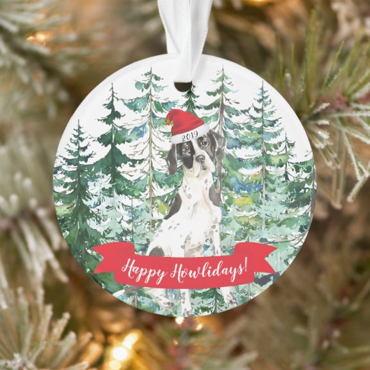 Prettig Howlidays Engelse Pointer Kerstmis Ornament (Boom)