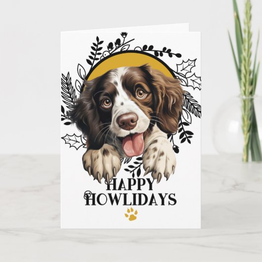 Prettig Howlidays Engelse Springer Spaniel Kerstmi Feestdagen Kaart (Voorkant)