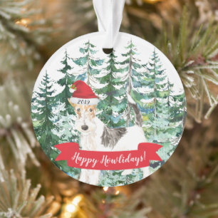 Prettig Howlidays Fox Terrier Hond Kerstmis Ornament