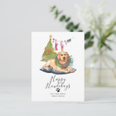 Prettig Howlidays Gele Labrador Hond Kerstmis Feestdagenkaart (Staand voorkant)