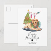 Prettig Howlidays Gele Labrador Hond Kerstmis Feestdagenkaart (Voorkant / Achterkant)