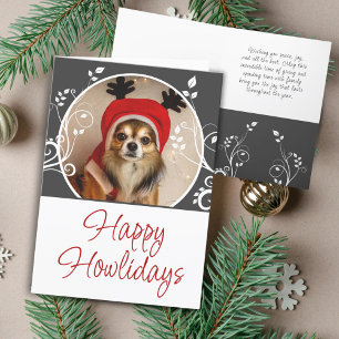 Prettig Howlidays Grijs Loof Hond Naam Foto Feestdagen Kaart