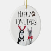 Prettig Howlidays-hond | Cute huisdier vakantie Keramisch Ornament (Rechts)