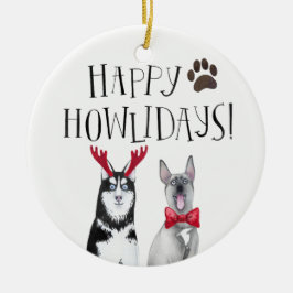 Prettig Howlidays-hond | Cute huisdier vakantie Keramisch Ornament