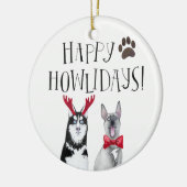 Prettig Howlidays-hond | Cute huisdier vakantie Keramisch Ornament (Links)