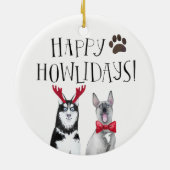 Prettig Howlidays-hond | Cute huisdier vakantie Keramisch Ornament (Achterkant)