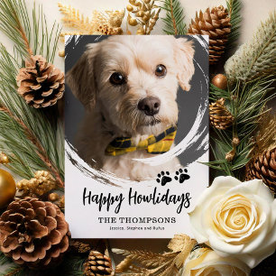 Prettig Howlidays Hond Foto Kerstmis Feestdagenkaart