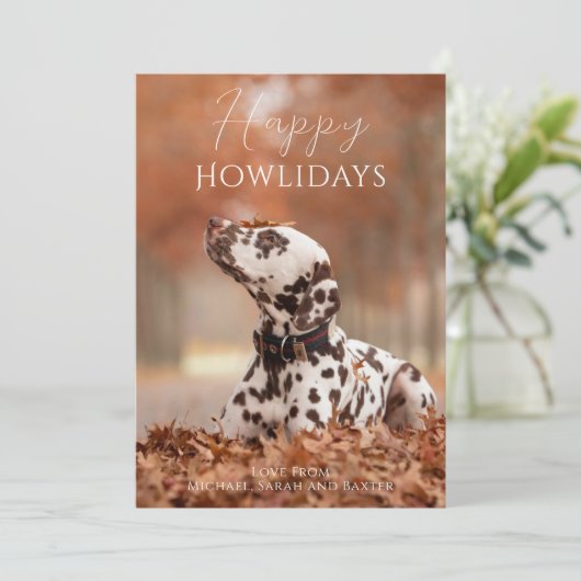 Prettig Howlidays Hond Foto Kerstmis Feestdagenkaart (Staand voorkant)