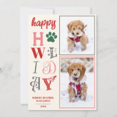 Prettig Howlidays Hond Kerst Foto op Maat Feestdagenkaart (Voorkant)