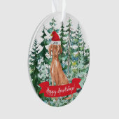 Prettig Howlidays Hongaarse Vizsla Kerstmis Ornament (voorkant)