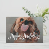 Prettig Howlidays huisdier foto Kerstmis Feestdagenkaart (Staand voorkant)