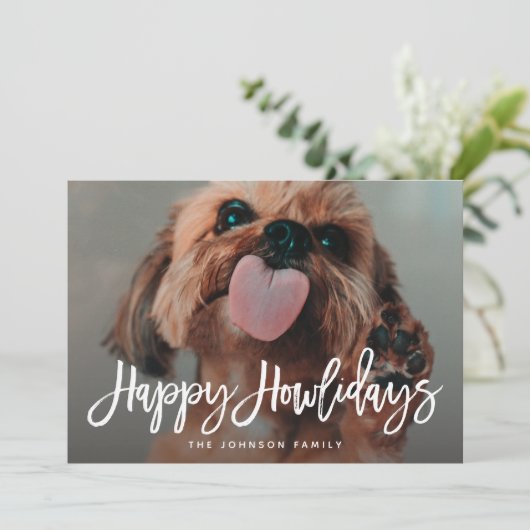 Prettig Howlidays huisdier foto Kerstmis Feestdagenkaart (Staand voorkant)