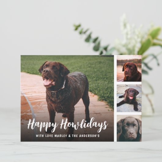 Prettig Howlidays Huisdier Fotocollage Feestdagenkaart (Staand voorkant)