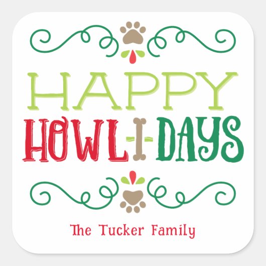 Prettig Howlidays Huisdier Honden Kerstfeest Plein Vierkante Sticker (Voorkant)