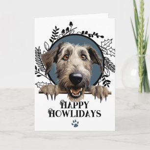 Prettig Howlidays Ierse Wolfshond Honden Kerstmis Feestdagen Kaart