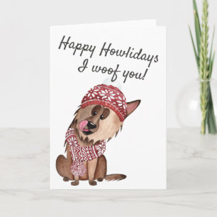 Prettig Howlidays Ik Wuff Jou Duitse Herder In hoe Feestdagen Kaart