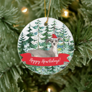 Prettig Howlidays Italiaanse Greyhound Hond Kerst  Keramisch Ornament