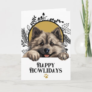 Prettig Howlidays Keeshond Hond Kerstmis Feestdagen Kaart