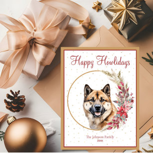 Prettig Howlidays Knuffel Akita Hond Feestdagenkaart
