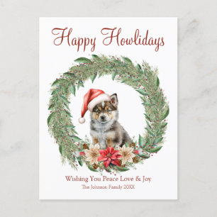 Prettig Howlidays Knuffel Husky Hond Feestdagenkaart