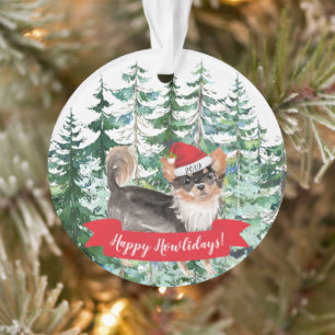 Prettig Howlidays Langharige Chihuahua Kerstmis Ornament