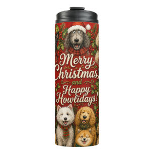 Prettig Howlidays met Moppige Honden Vrolijk Kerst Thermosbeker