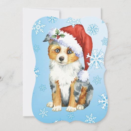 Prettig Howlidays Mini American Shepherd Feestdagenkaart (Voorkant)