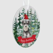 Prettig Howlidays Miniature Schnauzer Hond Kerstmi Ornament (voorkant)