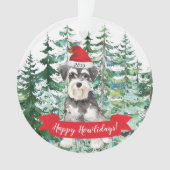 Prettig Howlidays Miniature Schnauzer Hond Kerstmi Ornament (voorkant)