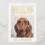 Prettig Howlidays Modern Eenvoudige Honden Foto  Folie Feestdagenkaart<br><div class="desc">Verspreid wat kerstvreugde met deze leuke moderne 'Happy Howlidays' kerstkaart met goud,  zilver of rose goud echt folie.</div>