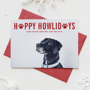 Prettig Howlidays Moderne typografie Hond Foto Feestdagen Kaart