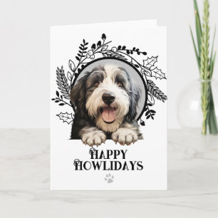 Prettig Howlidays Old English Sheep Dog Kerstmis Feestdagen Kaart
