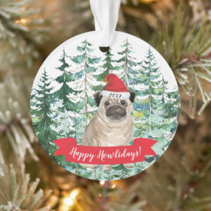 Prettig Howlidays Pug Hond Kerstmis Ornament