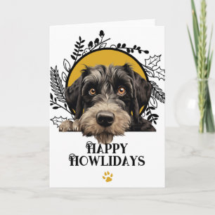Prettig Howlidays Reuzen Schnauzer Hond Kerstmis Feestdagen Kaart