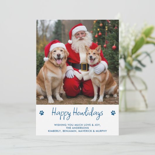 Prettig HOWLidays Rood Groene Puppy Hond Huisdier  Feestdagenkaart (Staand voorkant)