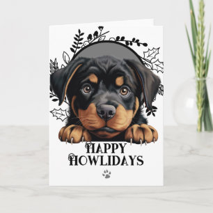 Prettig Howlidays Rottweiler Hond Kerstmis Feestdagen Kaart