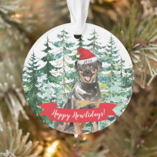 Prettig Howlidays Rottweiler Hond Kerstmis Ornament
