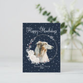 Prettig Howlidays Schattige Borzoi Hond Feestdagenkaart (Staand voorkant)