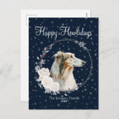 Prettig Howlidays Schattige Borzoi Hond Feestdagenkaart (Voorkant / Achterkant)
