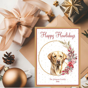 Prettig Howlidays Schattige Gele Labradors Hond Feestdagenkaart