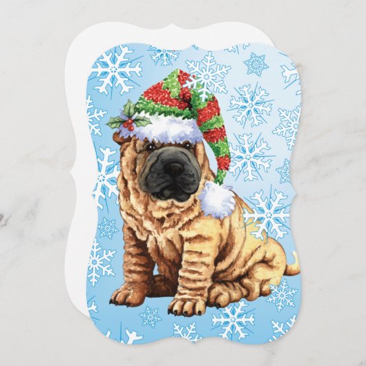Prettig Howlidays Shar-Pei Feestdagenkaart (Voorkant / Achterkant)