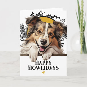Prettig Howlidays Shetland Sheepdog Kerstmis Feestdagen Kaart