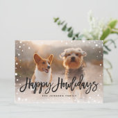 Prettig Howlidays Sneeuw | Kerstfoto met huisdier Feestdagenkaart (Staand voorkant)