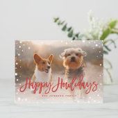 Prettig Howlidays Sneeuw Rood | Kerstfoto van huis Feestdagenkaart (Staand voorkant)