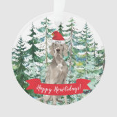 Prettig Howlidays Weimaraner Hond Kerstmis Ornament (voorkant)