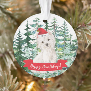 Prettig Howlidays Westie Hond Kerstmis Ornament